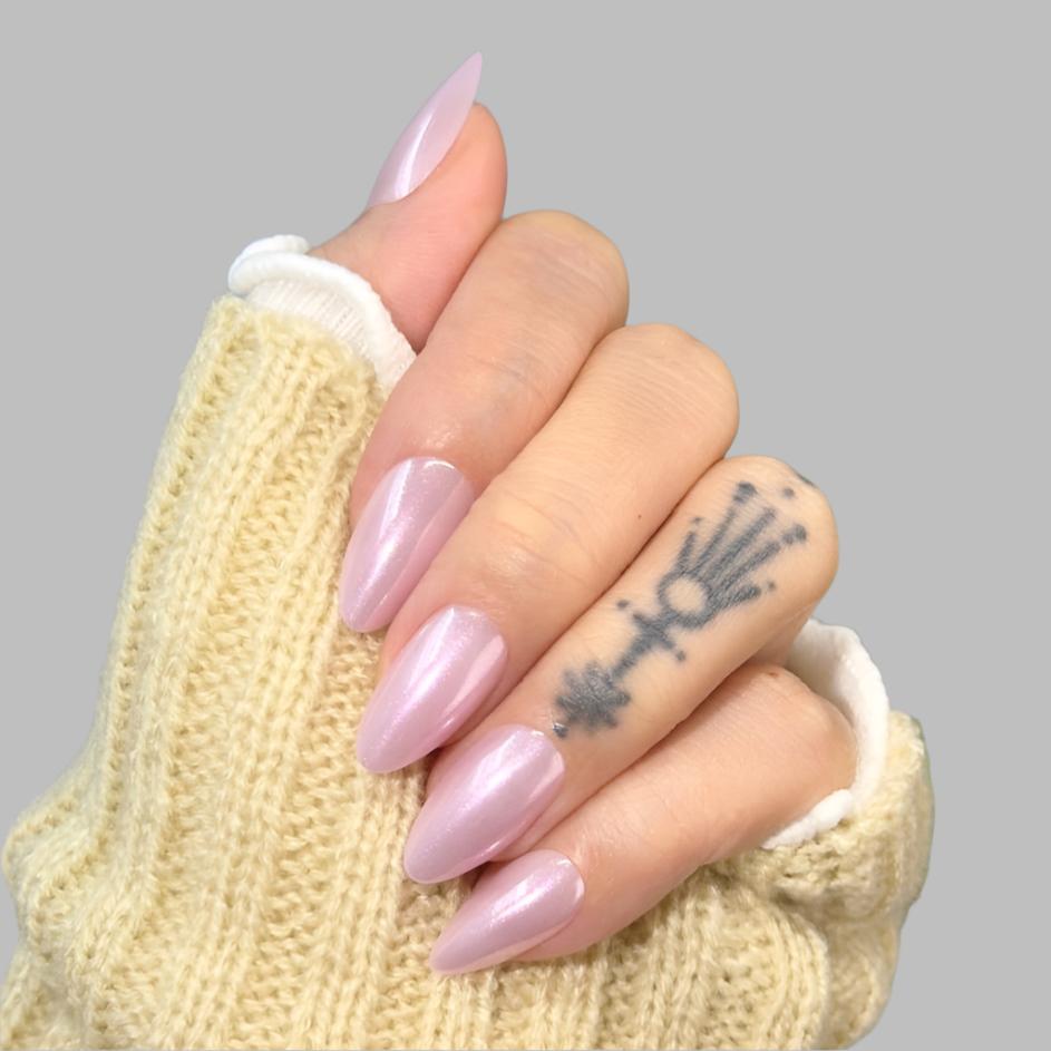 Purple Glaze,Ellie Vincy Press on Nails,Short Almond,Solid color, Chrome, Purple press on nails,30 pcs, False nails,Reusable,Glue on nails,Sticky on nails,Pop on nails