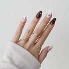 Brown Little Heart,Ellie Vincy Press on Nails,Short  Almond,Solid color, Brown press on nails,28 pcs, False nails,Reusable,Glue on nails,Sticky on nails,Pop on nails