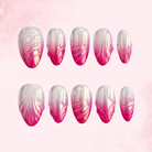 Almond Swirl | Handmade Nails,Ellie Vincy Press on Nails,Short, Medium  Almond,Floral, Cute,Handmade Red, White, Pink, White press on nails,10 pcs, false nails,reusable,glue on nails