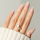 Bow Tie Nude Ombre,Ellie Vincy Press on Nails,Short  Almond,Ombre, White press on nails,30 pcs, False nails,Reusable,Glue on nails,Sticky on nails,Pop on nails