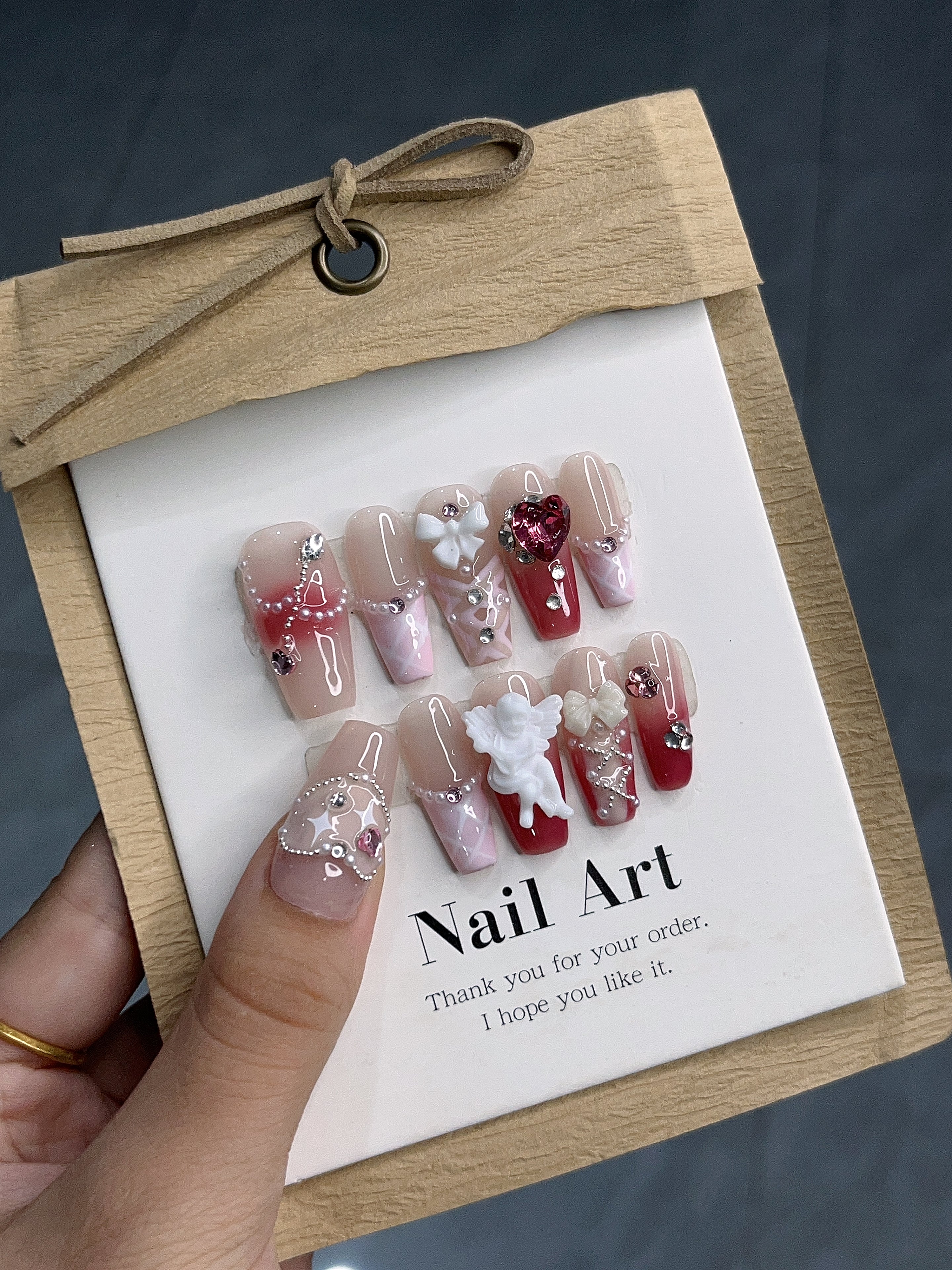 Strawberry Sweetheart Medium | Handmade Nails,fall nails 2023 – Ellie ...