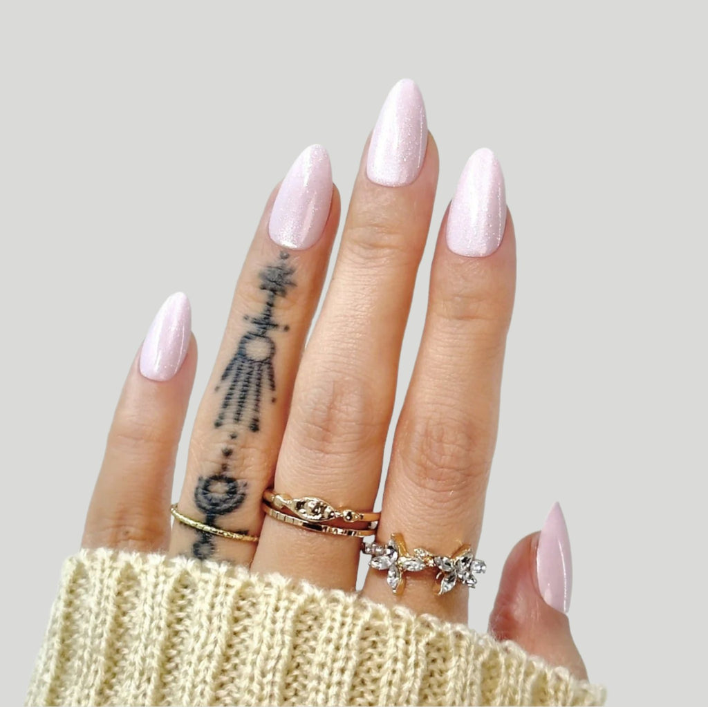 pink nails, light pink nails, pink glitter nails, short pink nails, pink cat eye, press-on nails, press ons,