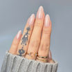 Pearl Pink Radiance,Ellie Vincy,Short  Almond,Glitter, Solid color, Pink press on nails,30 pcs, false nails,reusable,glue on nails