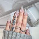 White Shine,Ellie Vincy Press on Nails,Medium  Coffin,Ombre, Solid color, White press on nails,28 pcs, False nails,Reusable,Glue on nails,Sticky on nails,Pop on nails