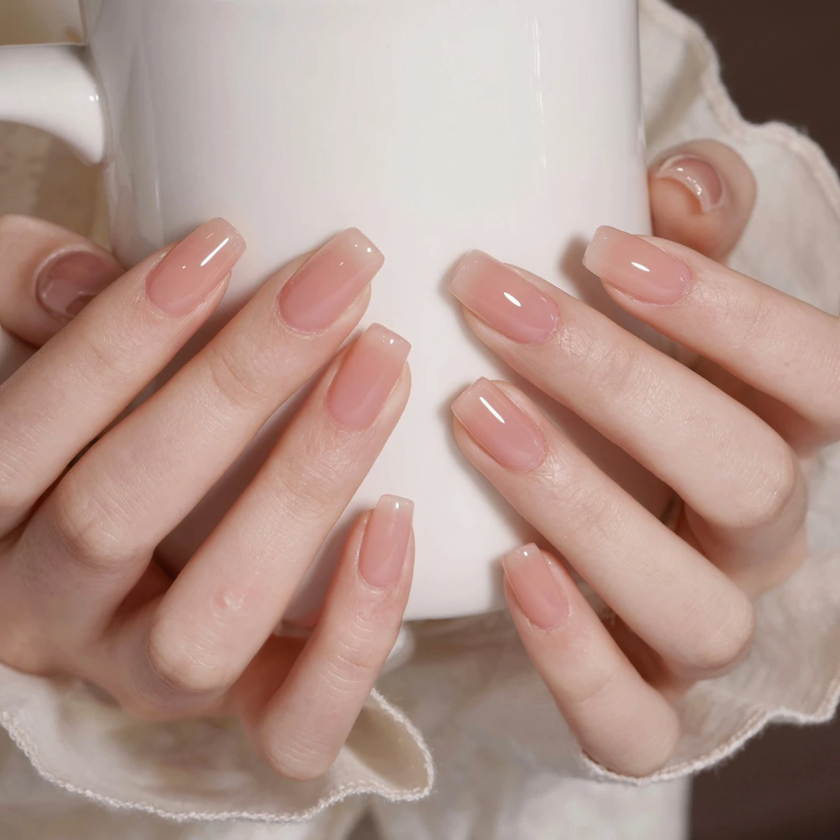 Perfect Neutral Nude | Handmade Nails,Ellie Vincy Press on Nails,  Almond,Ombre, Natural, Solid color,Handmade Pink press on nails,10 pcs, false nails,reusable,glue on nails