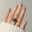 Glazed Rosé,Ellie Vincy Press on Nails,  Almond,Iridescent, Pink press on nails,28 pcs, False nails,Reusable,Glue on nails,Sticky on nails,Pop on nails